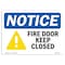 Signmission OSHA Notice Sign, NOTICE Fire Door Keep Closed, 14in X 10in Decal, 10" W, 14" L, Landscape OS-NS-D-1014-L-15661 - alternate 1